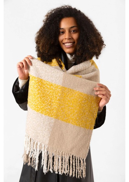 Püsküllü Buklet Atkı Şal 45X200 cm 1284 Safran fiyatları