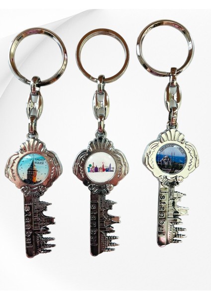 Galata Gift Istanbul, Üç (3) Adet Metal Anahtarlık, Ev, Ofis, Iş Yeri Anahtarlık, Sağlam Hediyelik Anahtarlık