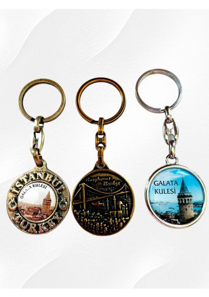 Galata Gift Istanbul, Üç (3) Adet Metal Anahtarlık, Ev, Ofis, Iş Yeri Anahtarlık, Sağlam Hediyelik Anahtarlık