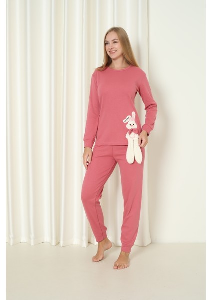 Fwn 4002 Interlok Kışlık Tavşanlı Kadın Pijama Takımı