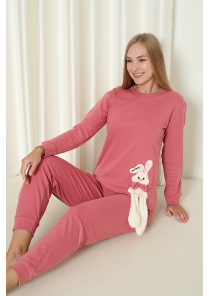 Fwn 4002 Interlok Kışlık Tavşanlı Kadın Pijama Takımı modelleri