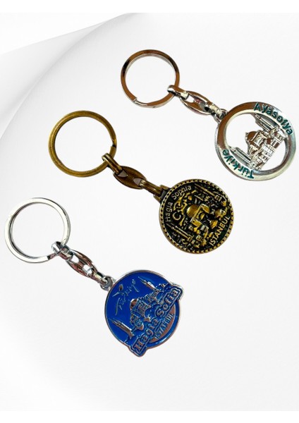 Galata Gift Istanbul, Üç (3) Adet Metal Anahtarlık, Ev, Ofis, Iş Yeri Anahtarlık, Sağlam Hediyelik Anahtarlık