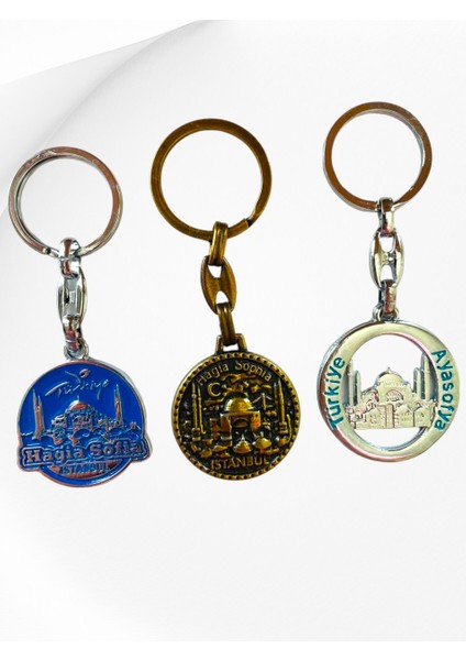 Galata Gift Istanbul, Üç (3) Adet Metal Anahtarlık, Ev, Ofis, Iş Yeri Anahtarlık, Sağlam Hediyelik Anahtarlık