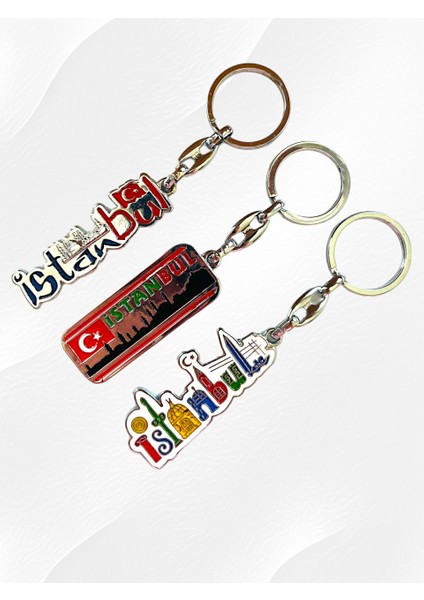 Galata Gift Istanbul, Üç (3) Adet Metal Anahtarlık, Ev, Ofis, Iş Yeri Anahtarlık, Sağlam Hediyelik Anahtarlık