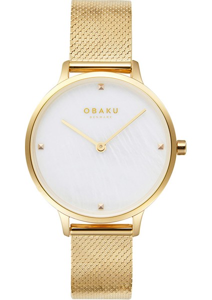 V295LXGWHG Quartz Çelik Hasır Altın Rengi Beyaz Kadran 34 mm Kadın Kol Saati