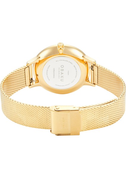 V295LXGWHG Quartz Çelik Hasır Altın Rengi Beyaz Kadran 34 mm Kadın Kol Saati
