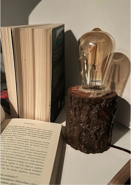 Genel Markalar Ahşap Kütük Doğal Lamba Modern Masa Lambası El Yapımı 10- cm modelleri