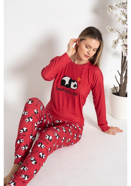 Kadın Termal Pijama Takımı 24486 Kırmızı