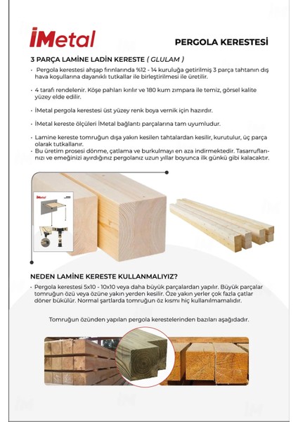 Sarar Duvardan Tek Bölümlü Hazır Ahşap Pergola Seti 85 x 85 mm Ahşaplar ve Tente Dahil