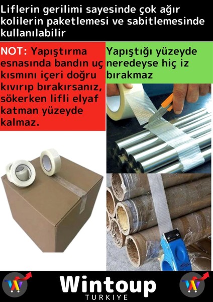 Özel Üretim Iz Bırakmaz Yüksek Mukavemetli Çok Güçlü Lifli Kopmaz Koli Bandı 5 Adet