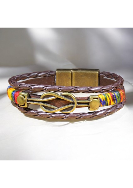 Denizci Düğümüyle Şıklığı Yansıtan Kahverengi Deri Bileklik