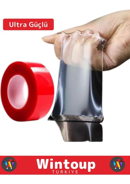Premium Seri Ultra Güçlü Çok Amaçlı Tamir Cam Dış Mekan Montaj 1,5mt Çift Taraflı Şeffaf Bant 10 Adt