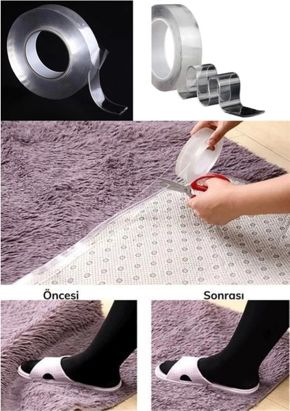 Özel Üretim Ultra Süper Güçlü Yüksek Mukavemetli Nano Çift Taraflı Doku Şeffaf Bant 3 Metre 5 Adet fiyatları