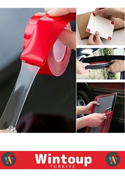Premium Seri Ultra Güçlü Çok Amaçlı Tamir Cam Dış Mekan Montaj 1,5mt Çift Taraflı Şeffaf Bant 2 Adet indirimleri