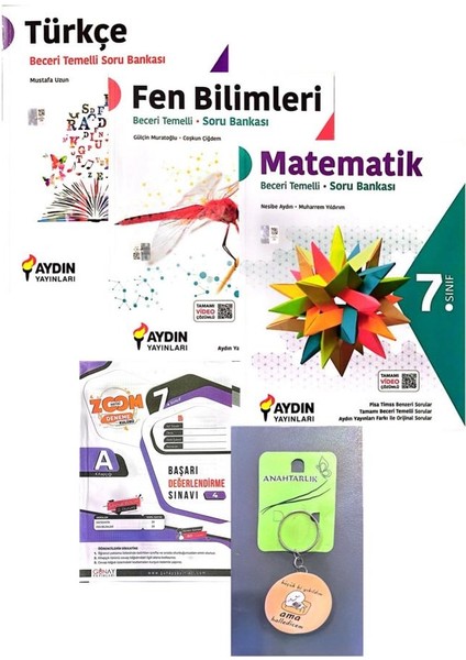 7. Sınıf Beceri Temelli Matematik Soru Bankası - Fen Bilimleri Soru Bankası - Türkçe Soru Bankası + Deneme - Anahtarlık