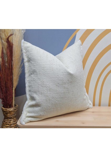 Kırık Beyaz Dokuma Kumaş Kırlent Kılıfı, Fırfırlı Kırlent Kılıfı modelleri