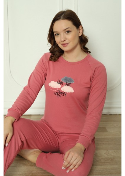 Fwn 4006 Interlok Kışlık Bulut Desenli Kadın Pijama Takımı fiyatları