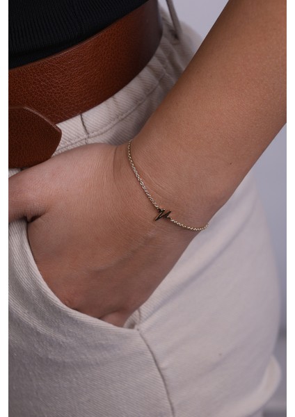 14 Ayar Altın Zincir Model Kalp Ritmi Bileklik