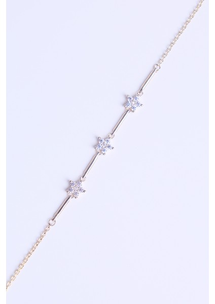 14 Ayar Altın Taşlı Çiçek Model Zincir Bileklik fırsatları