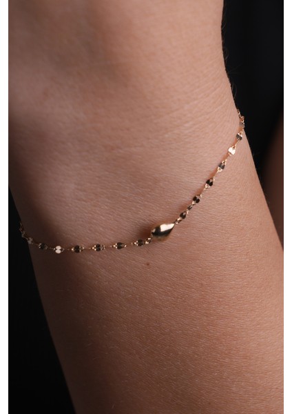 14 Ayar Altın Aynalı Kalpli Model Bileklik fiyatları