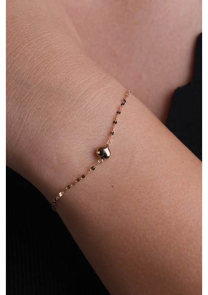 14 Ayar Altın Aynalı Kalpli Model Bileklik modelleri