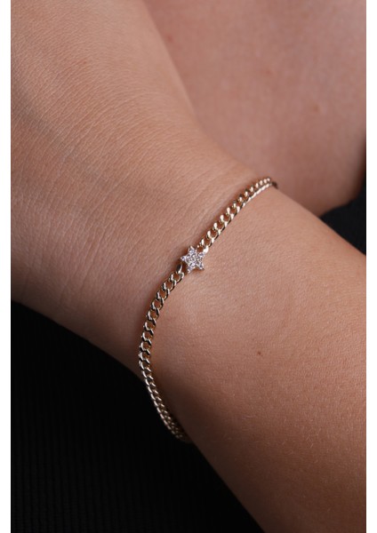 14 Ayar Altın Zincir Model Taşlı Yıldız Bileklik fiyatları