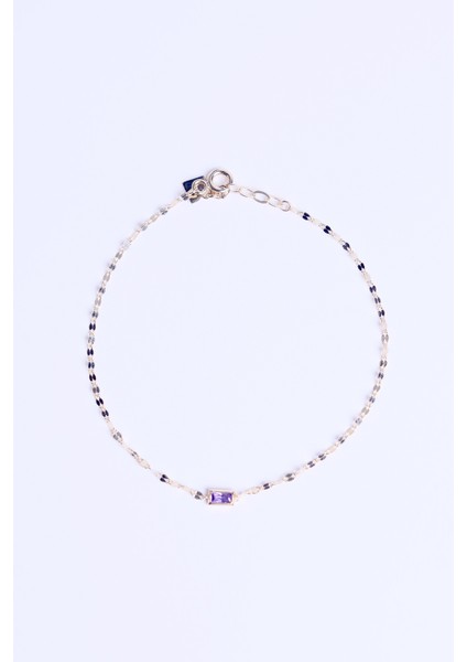 14 Ayar Altın Aynalı Zincir Mor Baget Taşlı Bileklik indirimleri