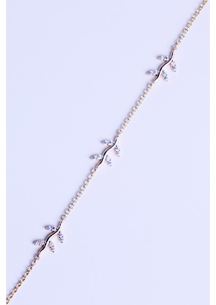 14 Ayar Altın Zincir Model Üçlü Taşlı Yaprak Bileklik fırsatları