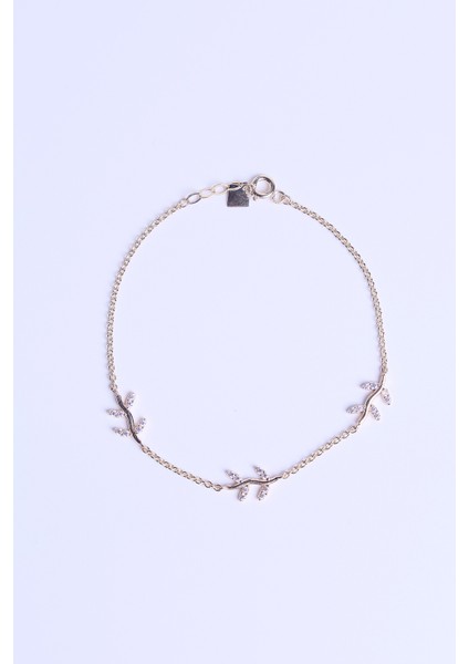 14 Ayar Altın Zincir Model Üçlü Taşlı Yaprak Bileklik indirimleri