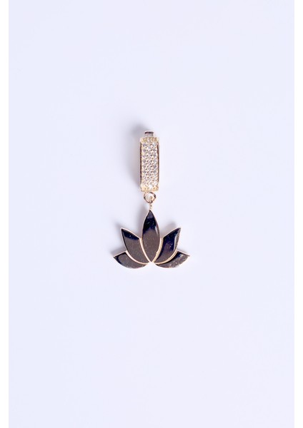 14 Ayar Altın Taşlı Lotus Çiçeği Kolye Ucu Charm
