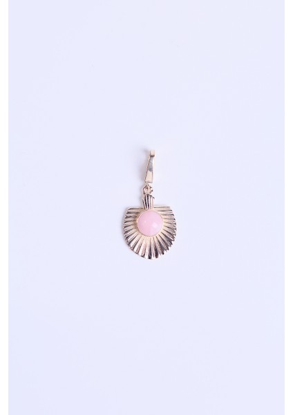 14 Ayar Altın Pembe Taşlı Midye Kabuğu Kolye Ucu Charm fırsatları