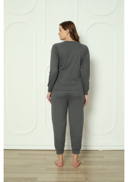 Fwn 4006 Interlok Kışlık Bulut Desenli Kadın Pijama Takımı