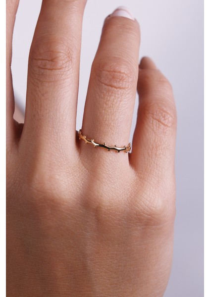 14 Ayar Altın Noktalı Çıtır Yüzük