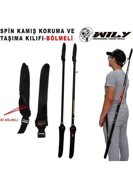 Neopren Spin Kamış Koruma Taşıma Kılıfı- Bölmeli