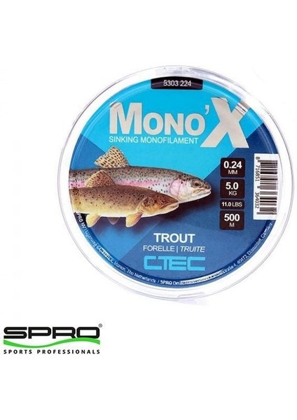 C-Tec Mono x Trout 0.24MM 500M Misina 1/1