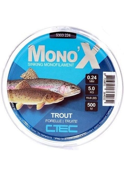 C-Tec Mono x Trout 0.24MM 500M Misina 1/1