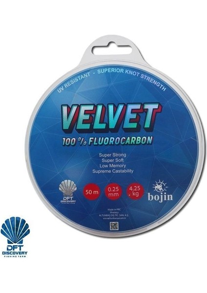 Bojin Velvet Fluorocarbon 50 M 0.25 mm Misina