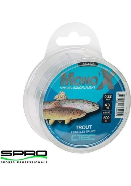 C-Tec Mono x Trout 0.26MM 500M Misina 1/1 modelleri