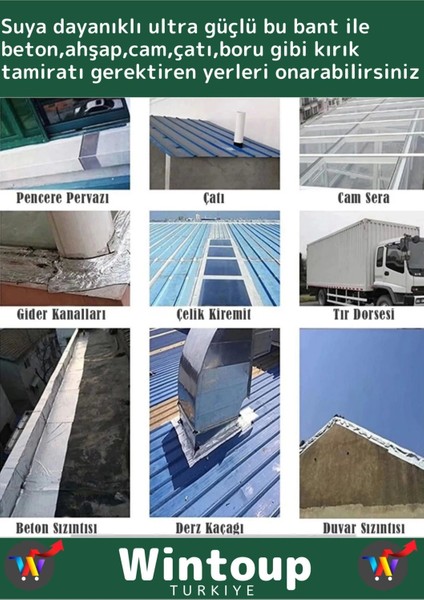 Süper Güçlü Su Geçirmez Yeşil Çok Amaçlı Tamir ve İzolasyon Bandı 48 mm x 10 m 2 Adet