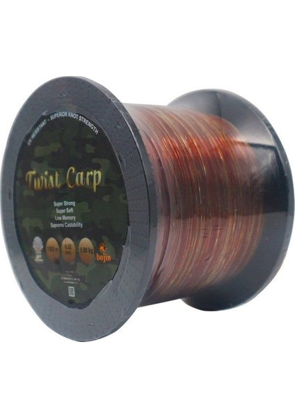 Bojin Twistcarp Kahve-Yşil 1000M 0.32MM Misina