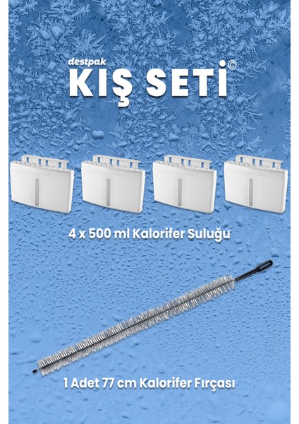 Kış Seti 4 Adet 500 ml Kalorifer Suluğu 1 Adet 77 cm Kalorifer Fırçası 5'li Kış Seti