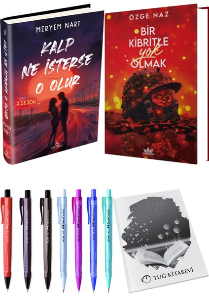 Bir Kibritle Yok Olmak 2 (Ciltli) Özge Naz ve Kalp Ne Isterse O Olur 2 (Ciltli) Meryem Nart 2'li Set + Armağan