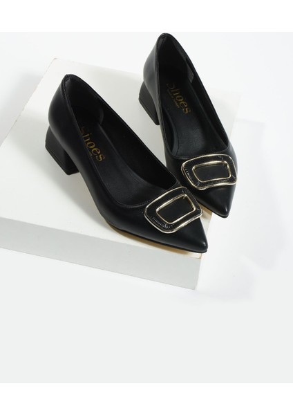 Siyah Tokalı Detay Klasik Topuklu Ayakkabı fiyatları