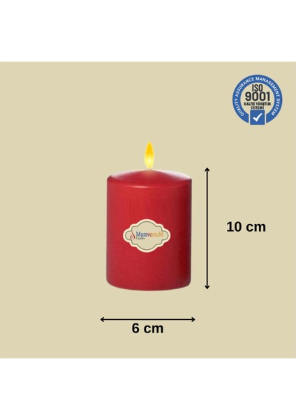 3 Lü Kırmızı Set Mum Çap :6 cm