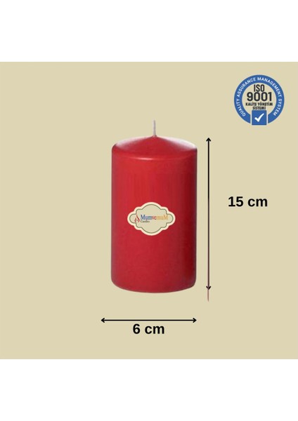 3 Lü Kırmızı Set Mum Çap :6 cm