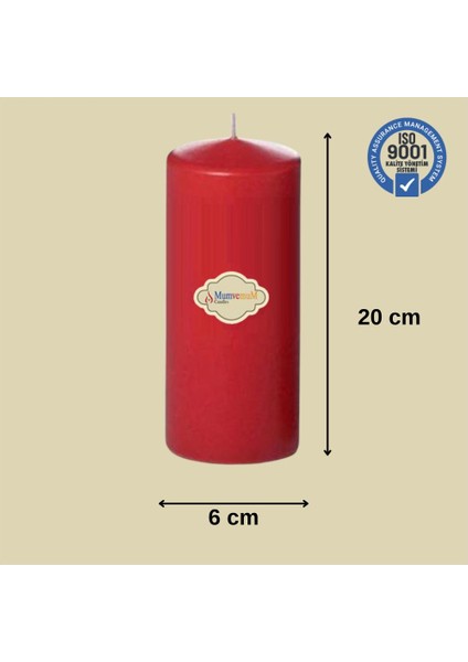 3 Lü Kırmızı Set Mum Çap :6 cm