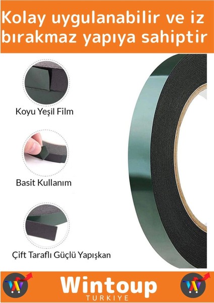 Premium Üretim Ultra Dayanıklı Iz Bırakmaz Elastik Çift Taraflı 10METRE-48MM Akrilik Köpük Bant 5'li