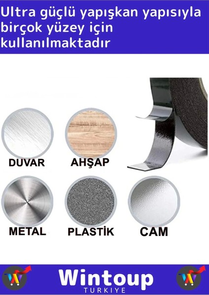 Premium Üretim Süper Iz Bırakmaz Elastik Model Çift Taraflı 36MM-10METRE Akrilik Köpük Bant 5'li
