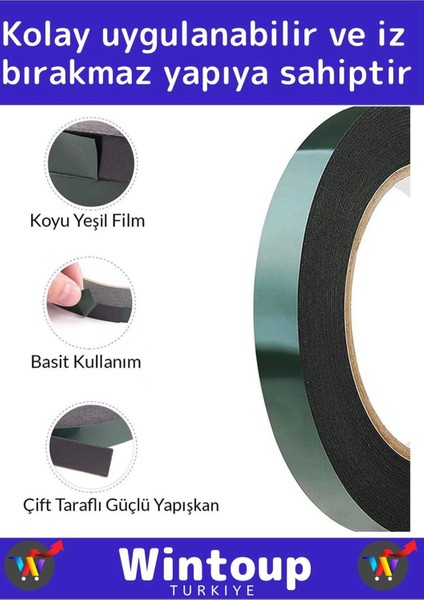 Premium Üretim Süper Iz Bırakmaz Elastik Model Çift Taraflı 36MM-10METRE Akrilik Köpük Bant 5'li