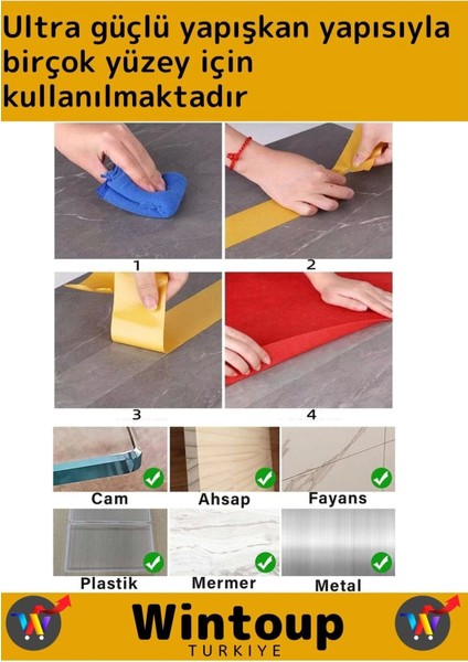 Ekstra Güçlü Halı Kilim Sabitleme Yapıştırma Kaydırmaz Çift Taraflı Bant 48 mm x 10 m 5 Ad